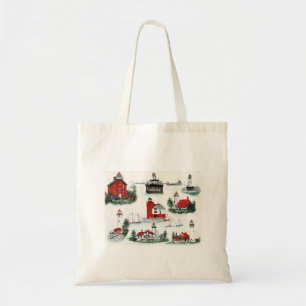 NORTHERN LAKE HURON LIGHTHOUSES TOTE BAG