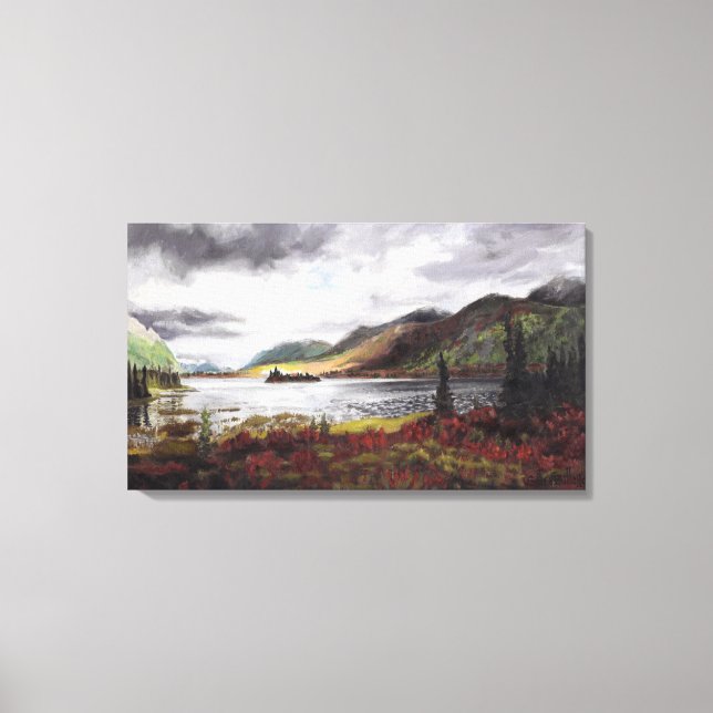 Northern Lake in Autumn: Canvas Print Uncropped (Front)