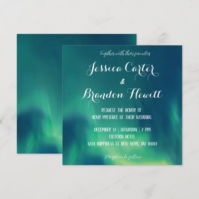 Northern Light Aurora Borealis Wedding Invitation (Front/Back)