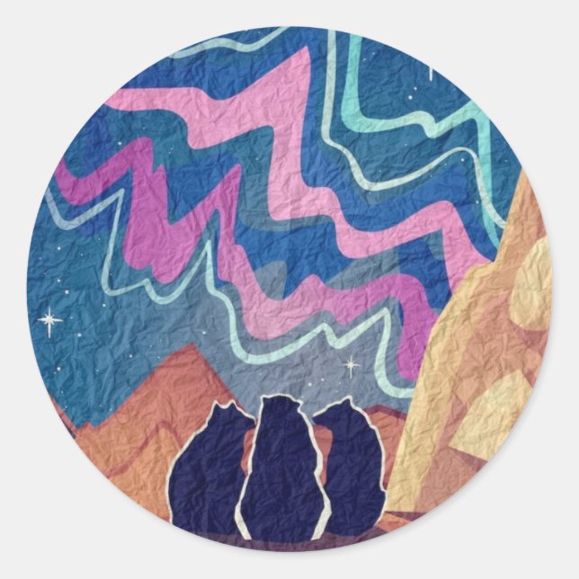 Northern Light Bears Classic Round Sticker (Front)