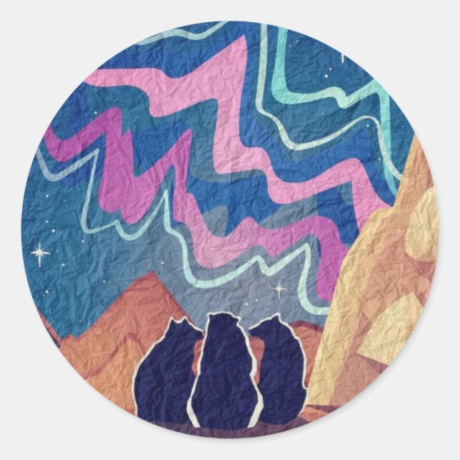 Northern Light Bears Classic Round Sticker (Front)