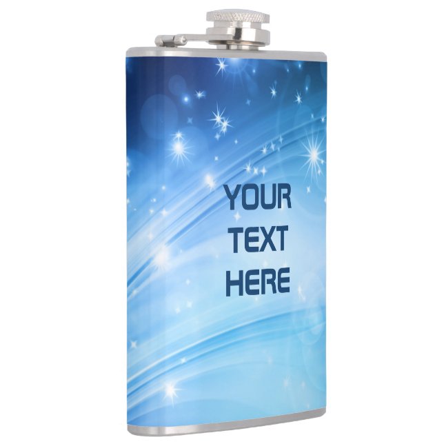 Northern Light Stars blue + your text & ideas Hip Flask (Right)
