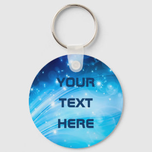 Northern Light Stars blue + your text & ideas Key Ring