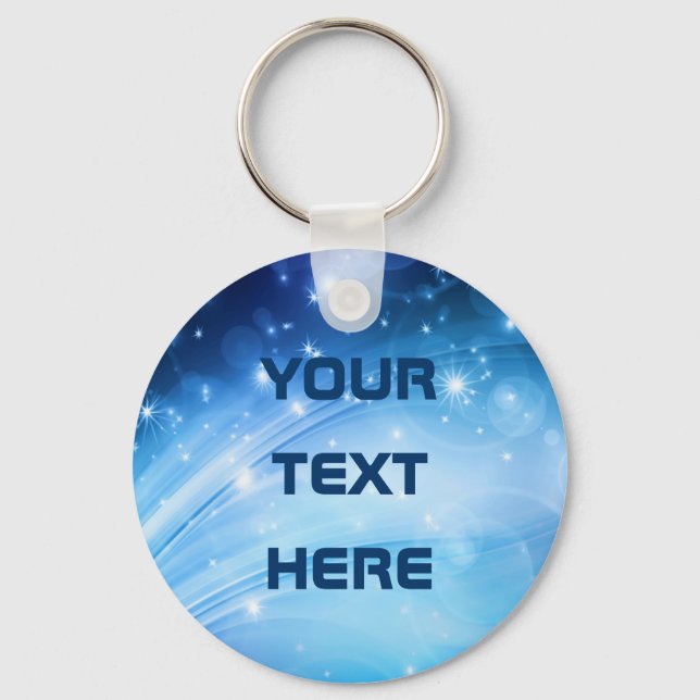 Northern Light Stars blue + your text & ideas Key Ring (Front)