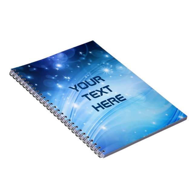 Northern Light Stars blue + your text & ideas Spiral Notebook (Right Side)