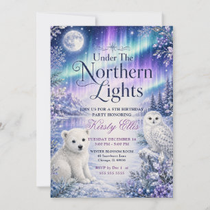 Northern Lights 5th Birthday Party Invitation