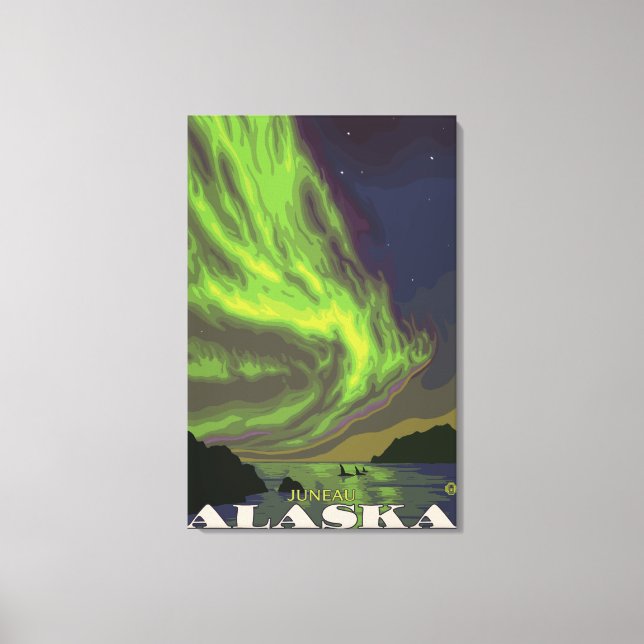 Northern Lights and Orcas - Juneau, Alaska Canvas Print (Front)