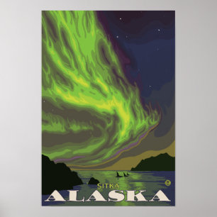 Northern Lights and Orcas - Sitka, Alaska Poster