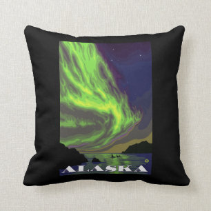 Northern Lights and Orcas Vintage Travel Cushion