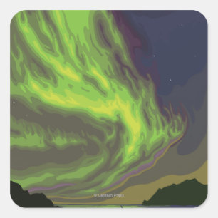 Northern Lights and Orcas - Yukon, Alaska Square Sticker