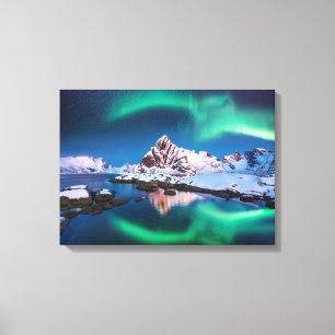 Northern lights and snow covered mountains  canvas print