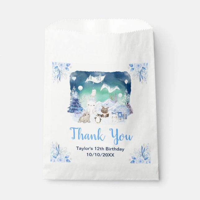 Northern Lights Animals Birthday Party Thank You Favour Bags (Front)