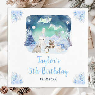 Northern Lights Arctic Animals Birthday Napkin