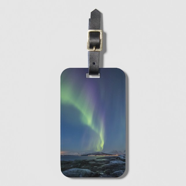 Northern Lights Astro Photo Luggage Tag (Front Vertical)