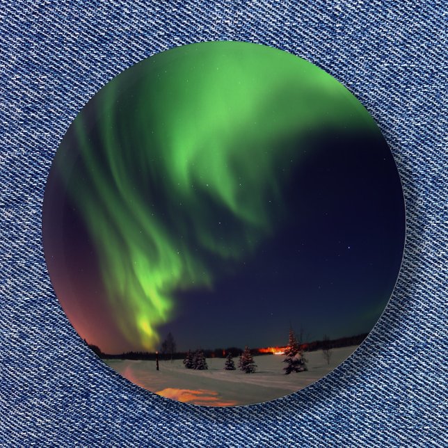 Northern Lights at Bear Lake Night Photo 6 Cm Round Badge (Northern Lights at Bear Lake Night Photo Button)