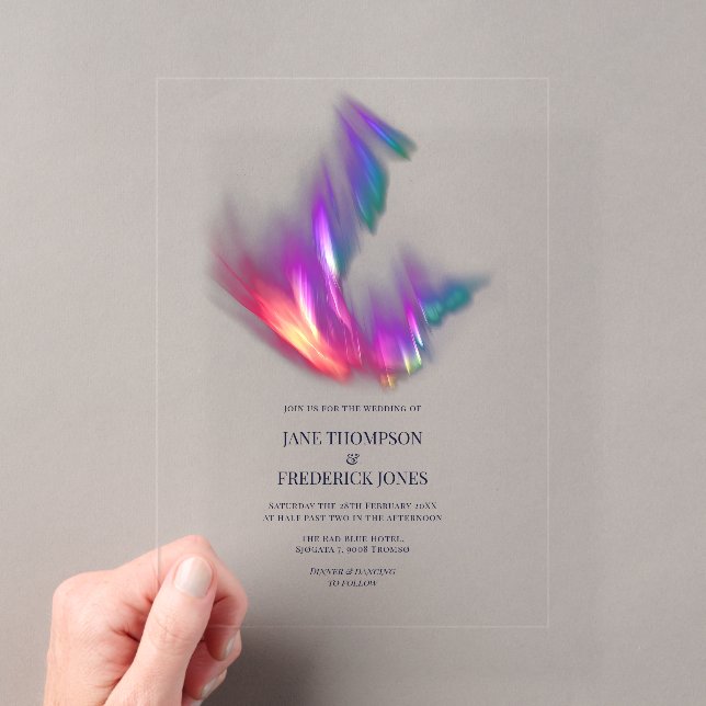 Northern Lights Aurora Borealis Celestial Wedding Acrylic Invitations (Insitu (Handheld))