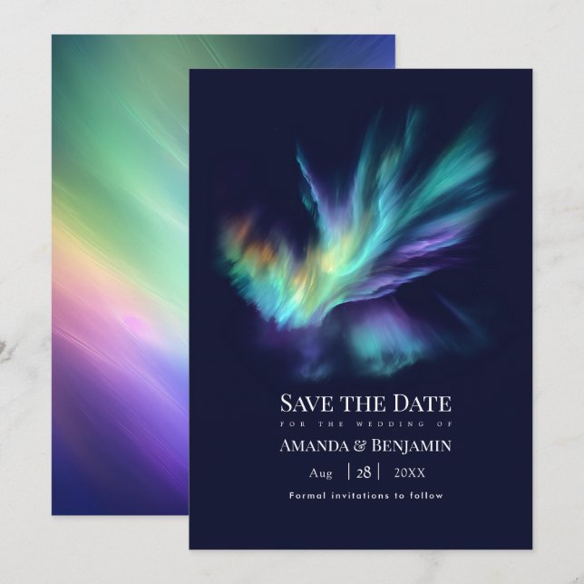 Northern Lights Aurora Borealis Celestial Wedding Save The Date (Front/Back)