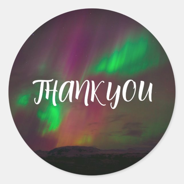 Northern Lights Aurora Borealis Night Sky Wedding Classic Round Sticker (Front)