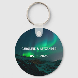 Northern Lights Aurora Borealis Night Sky Wedding  Key Ring