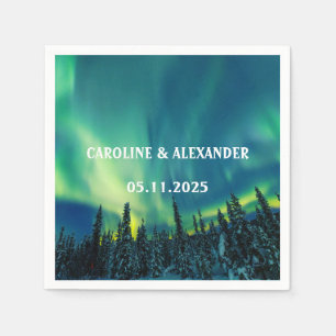 Northern Lights Aurora Borealis Night Sky Wedding Napkin