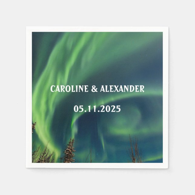 Northern Lights Aurora Borealis Night Sky Wedding Napkin (Front)