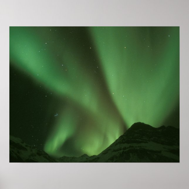 Northern lights, Aurora borealis on foothills of Poster (Front)