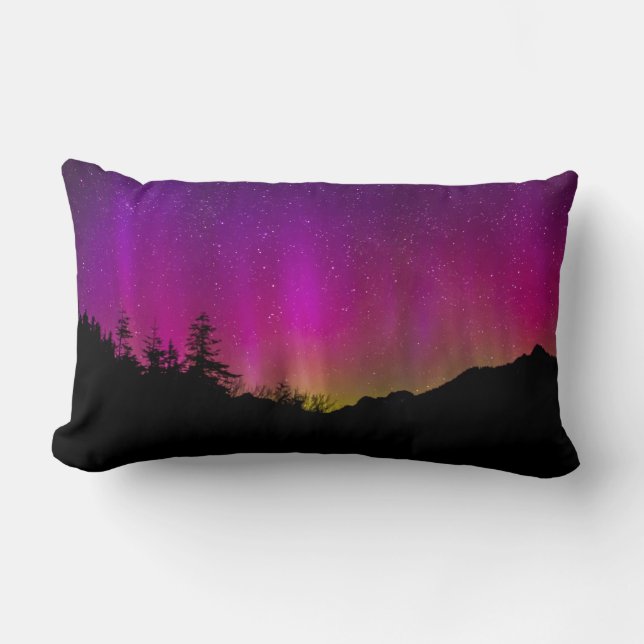 Northern Lights Aurora Borealis Starry Night Sky Lumbar Cushion (Front)