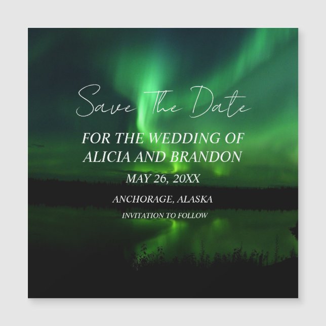 Northern Lights Aurora Borealis Wedding Magnet (Front)