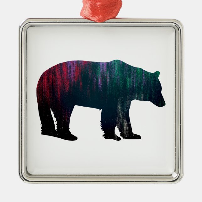 Northern Lights Bear Metal Tree Decoration (Front)