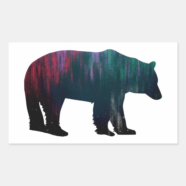 Northern Lights Bear Rectangular Sticker (Front)