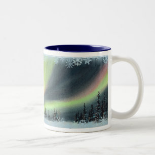 NORTHERN LIGHTS by SHARON SHARPE Two-Tone Coffee Mug