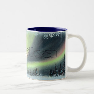 NORTHERN LIGHTS by SHARON SHARPE Two-Tone Coffee Mug