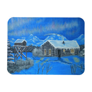 Northern Lights Cabin Magnet