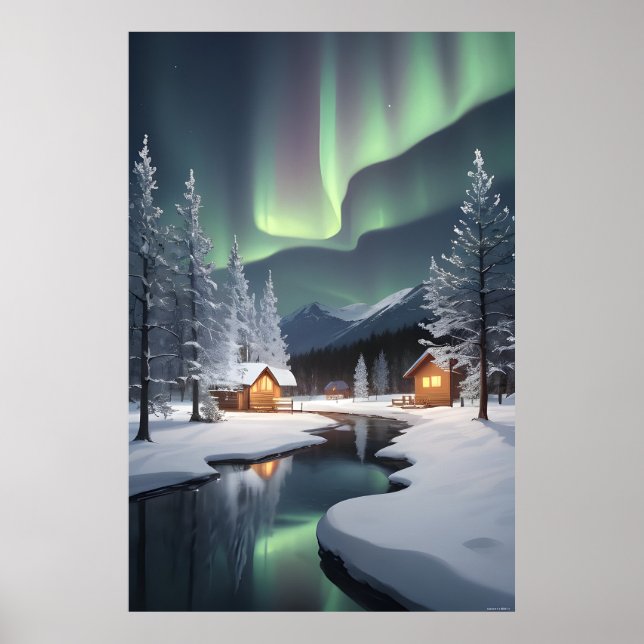 Northern Lights Cabin Poster (Front)