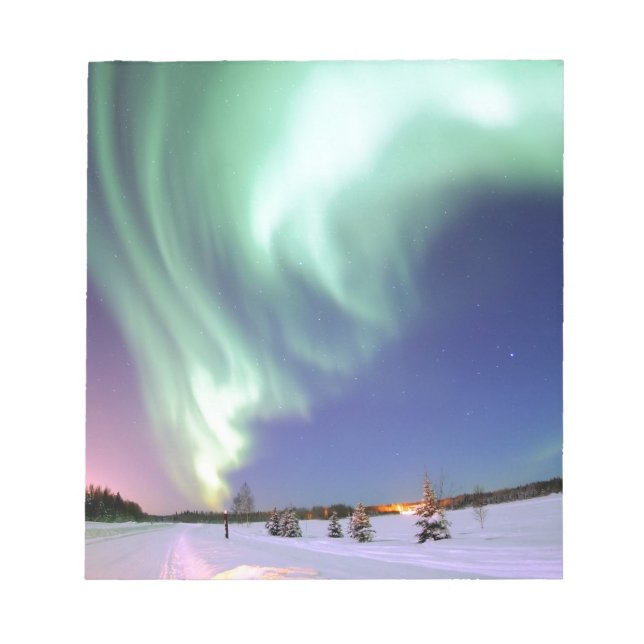 Northern Lights Chic Ribbon Of Lights Jade Glow Notepad (Front)