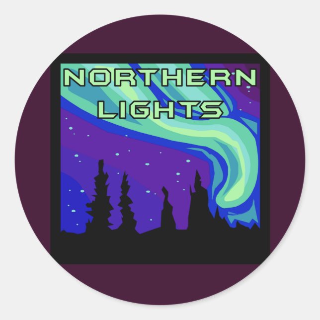 Northern Lights Classic Round Sticker (Front)
