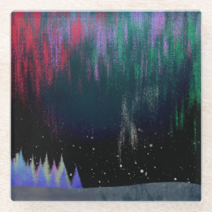 Northern Lights Contemporary Landscape Glass Coaster