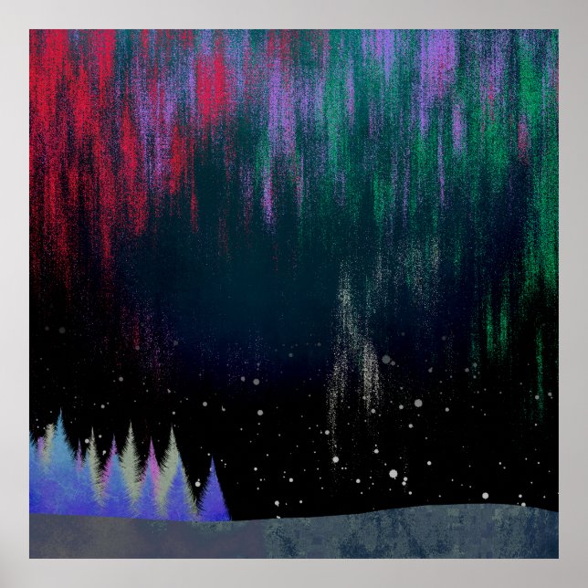 Northern Lights Contemporary Landscape Poster (Front)