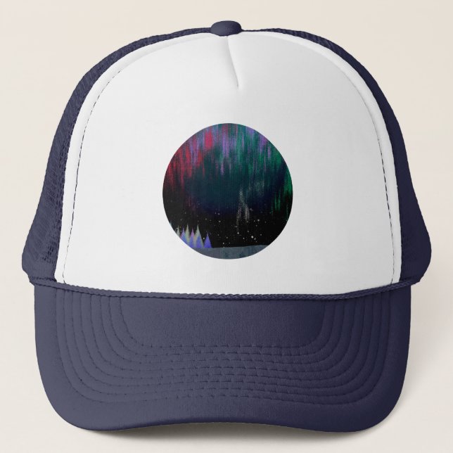 Northern Lights Contemporary Landscape Trucker Hat (Front)