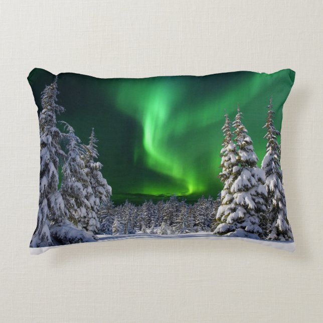 Northern lights during winter decorative cushion (Front)