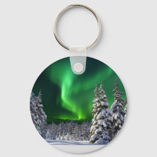 Northern lights during winter key ring