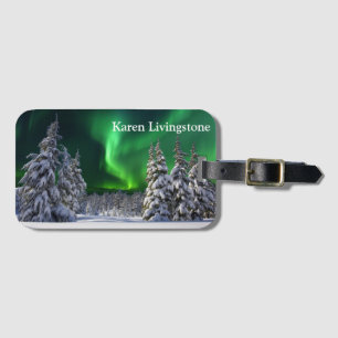Northern lights during winter   luggage tag