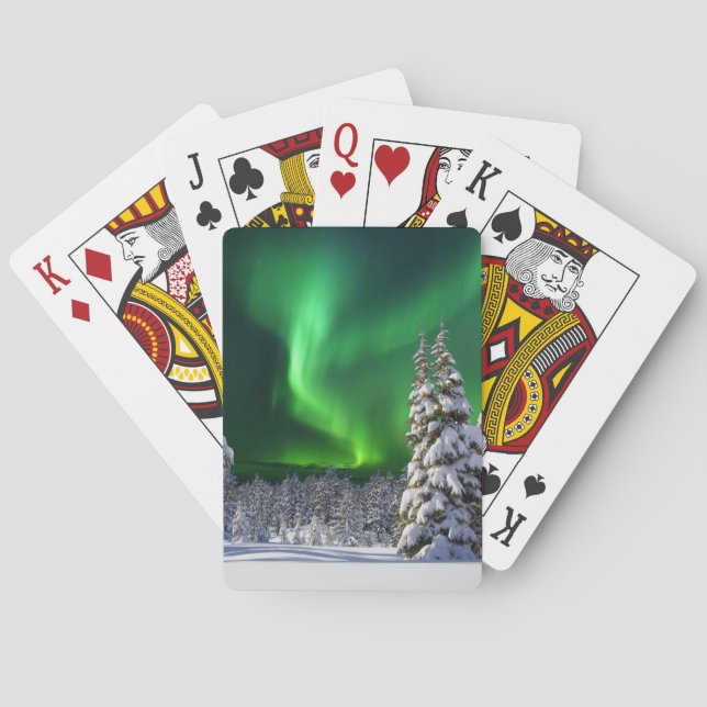 Northern lights during winter playing cards (Back)