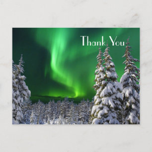 Northern lights during winter postcard