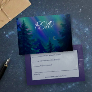 Northern Lights Forest Magical Moment Wedding  RSVP Card