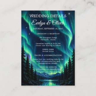 Northern Lights Forest Mountain Lake Wedding Enclosure Card