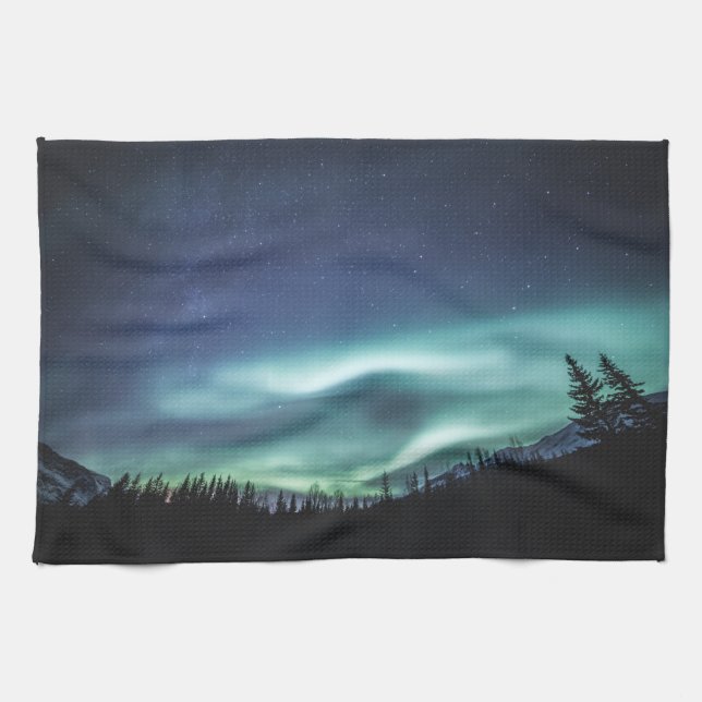 Northern Lights Forest Tea Towel (Horizontal)