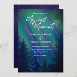Northern Lights Forrest Magical Moment Wedding  Invitation