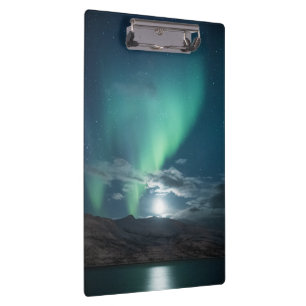 Northern Lights Full Moon Clipboard