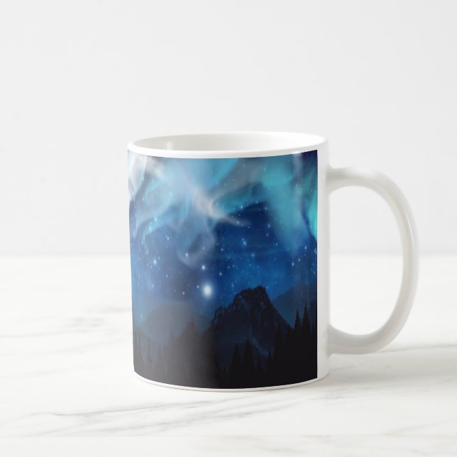 Northern Lights, Galaxy, Stars Coffee Mug, Cup (Right)